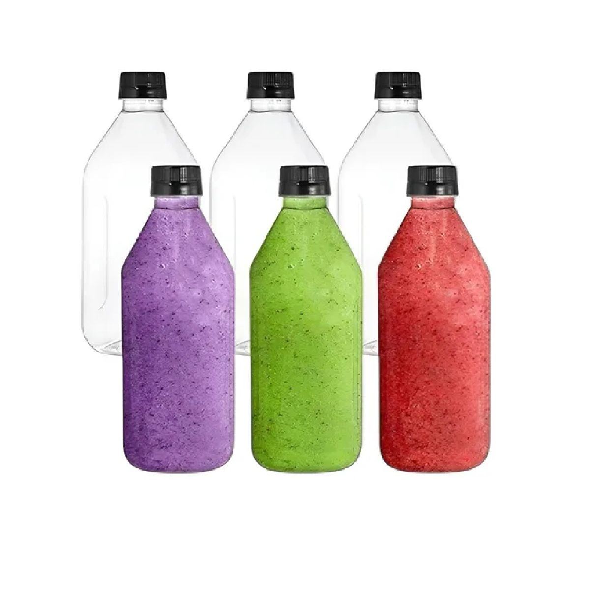 PASTELERIUSCL - X6 Botellas Plasticas Transparentes Botella Con Tapa 1000ml