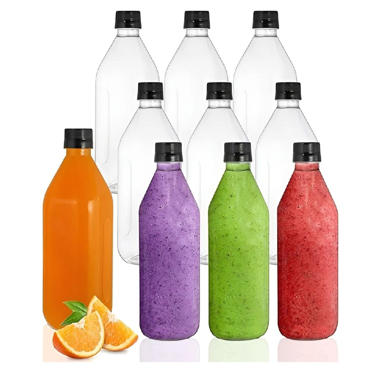 PASTELERIUSCL - X12 Botellas Plasticas Transparentes Botella Con Tapa 1000ml