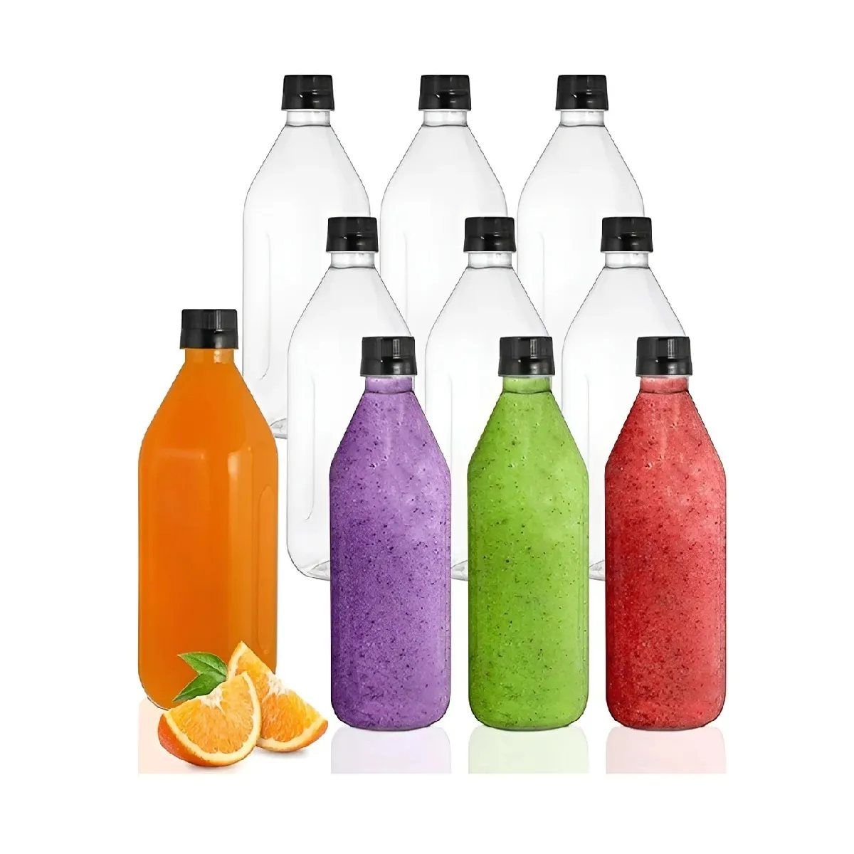 PASTELERIUSCL - X12 Botellas Plasticas Transparentes Botella Con Tapa 1000ml