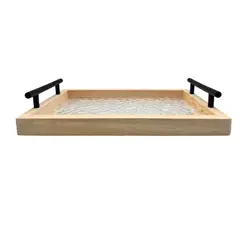 GENERICO - Bandeja Hogar Decoracion Bandeja Madera Vidrio 35x25cm