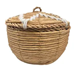 GENERICO - Macetero Cesto Canasto Maceta De Mimbre Con Tapa