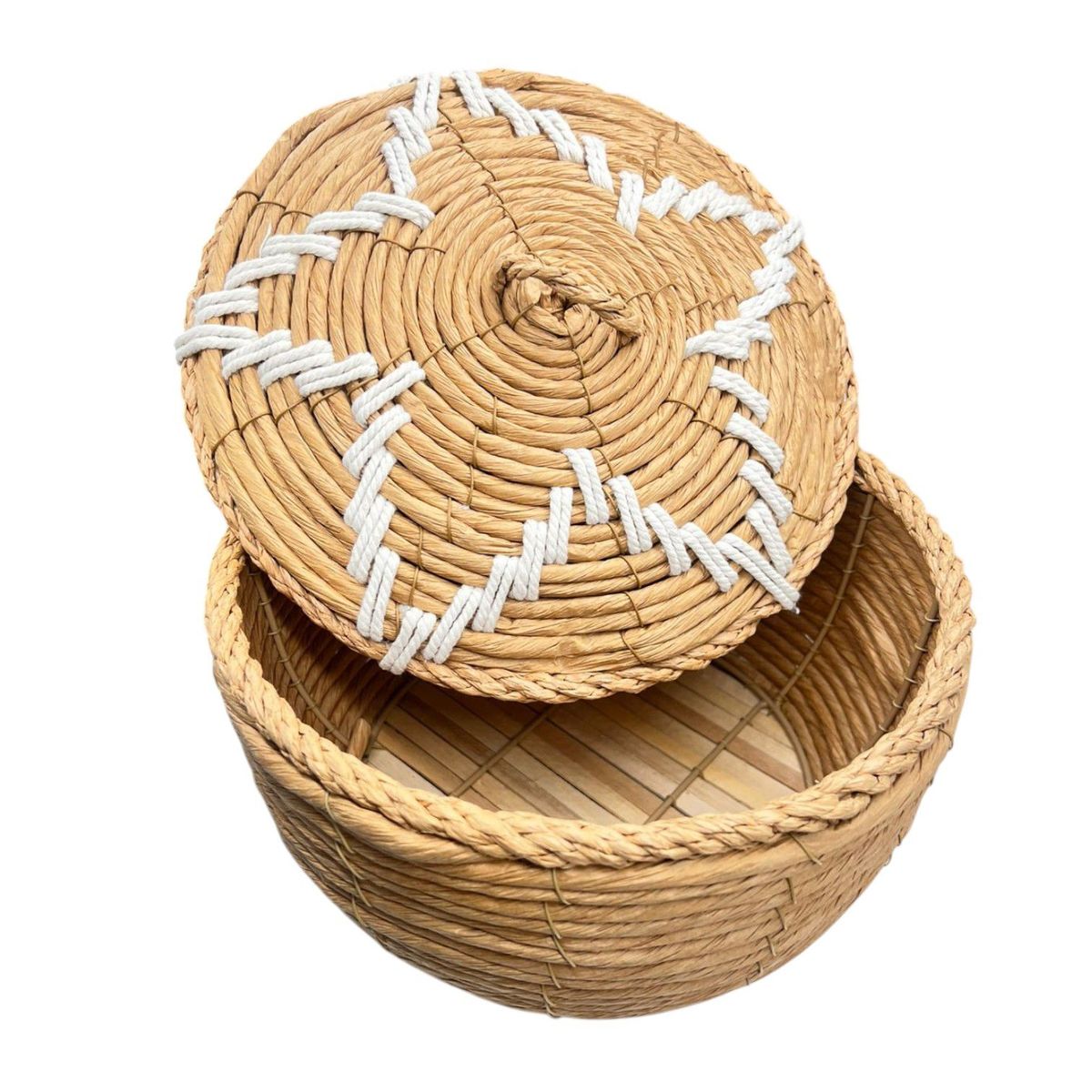 GENERICO - Macetero Cesto Canasto Maceta De Mimbre Con Tapa