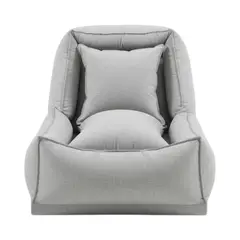 DISEÑOS VALESTRINI - POUF BED LINO GRIS CLARO