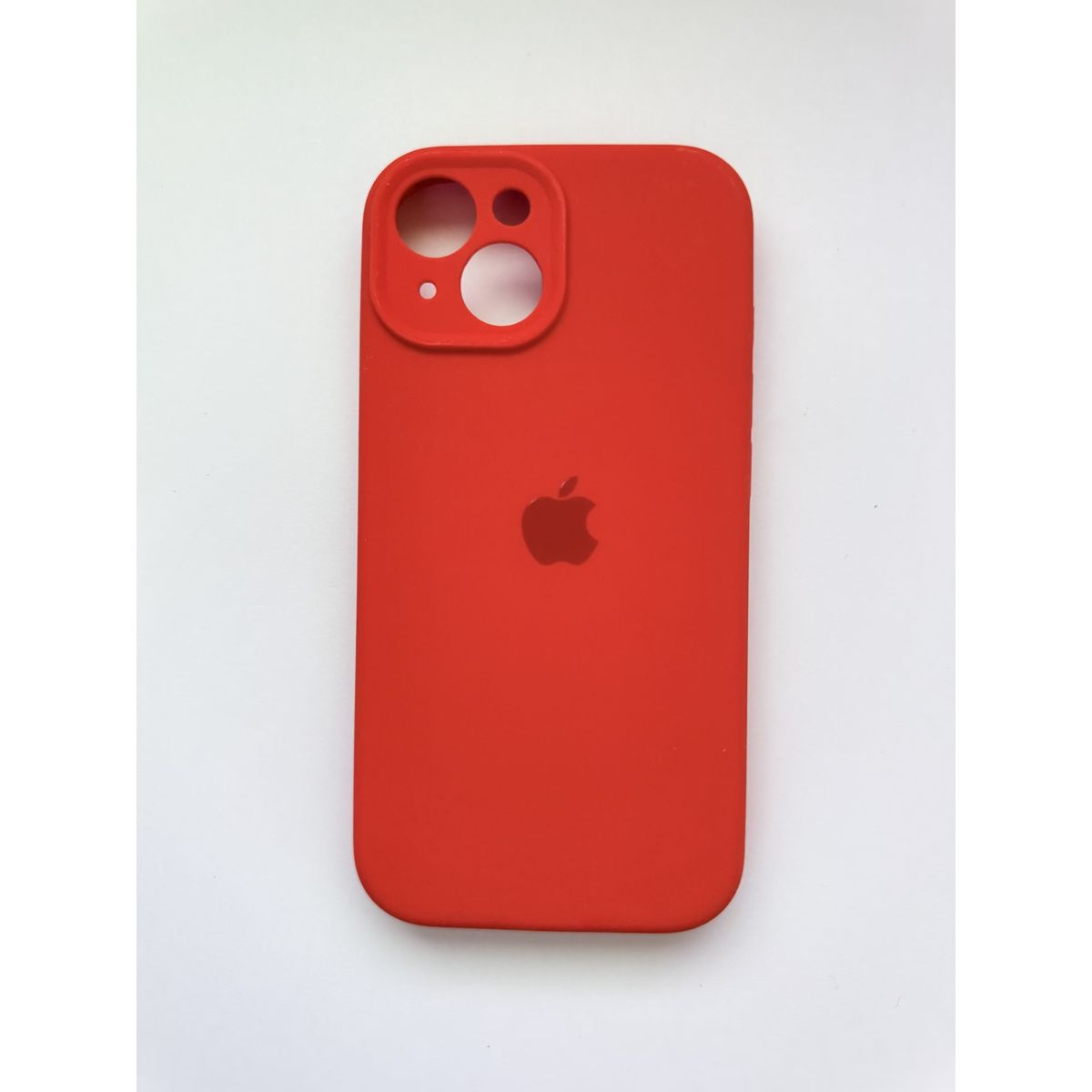 GENERICO - Funda de Silicona c/Logo para iPhone 15 Tapa Camara Color Rojo