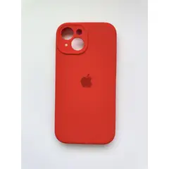 GENERICO - Funda de Silicona c/Logo para iPhone 15 Tapa Camara Color Rojo