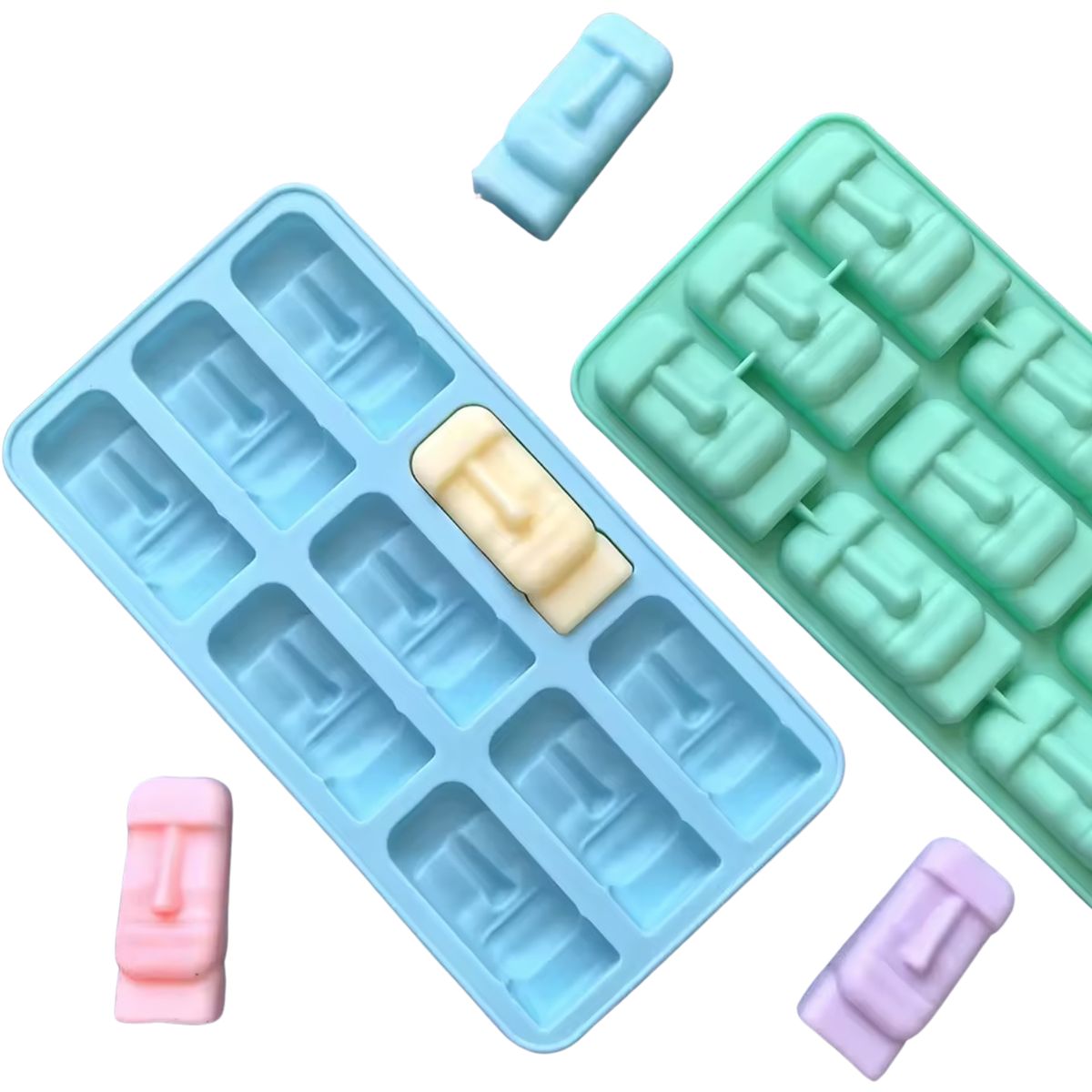GENERICO - Moldes Moai De Silicona Ideal Para Hielos COLOR CELESTE