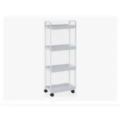 GENERICO - Carrito De Almacenamiento De 4 Niveles Con Asa Cocina Baño Blanco.