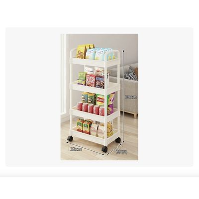 Imagen 2 del producto Carrito De Almacenamiento De 4 Niveles Con Asa Cocina Baño Blanco