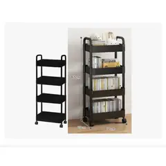 GENERICO - Carrito De Almacenamiento De 4 Niveles Con Asa Cocina Baño Negro