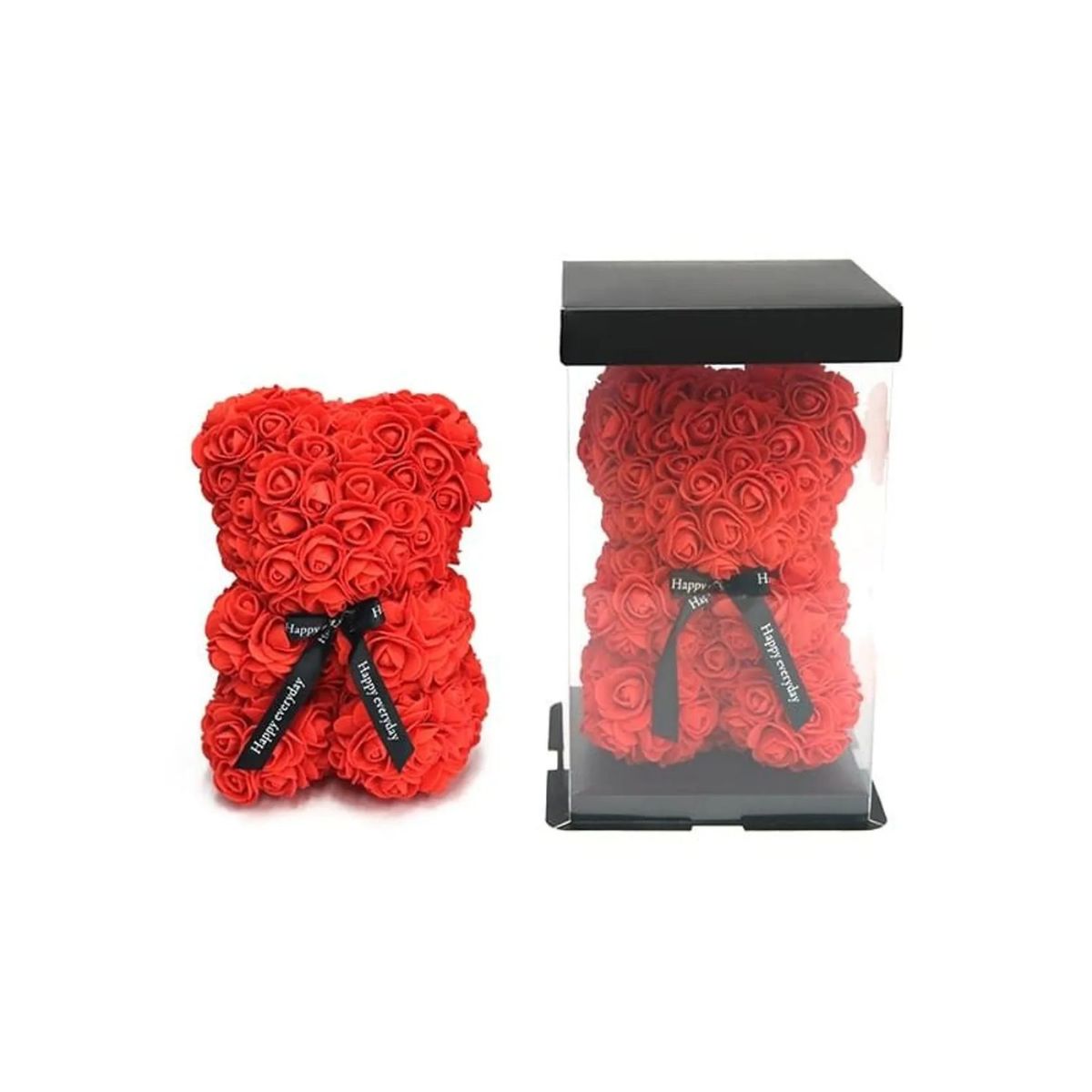 MOVI - Oso de Rosas Artificiales Rojas con Caja de Regalo