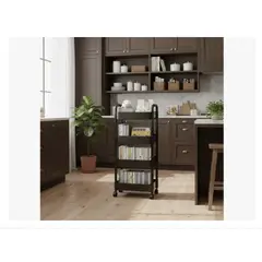 GENERICO - Carrito De Almacenamiento De 4 Niveles Con Asa Cocina Baño Negro