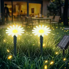 GENERICO - Guirnalda/Estaca Solar con 10 Flores Margarita en 2,40mt