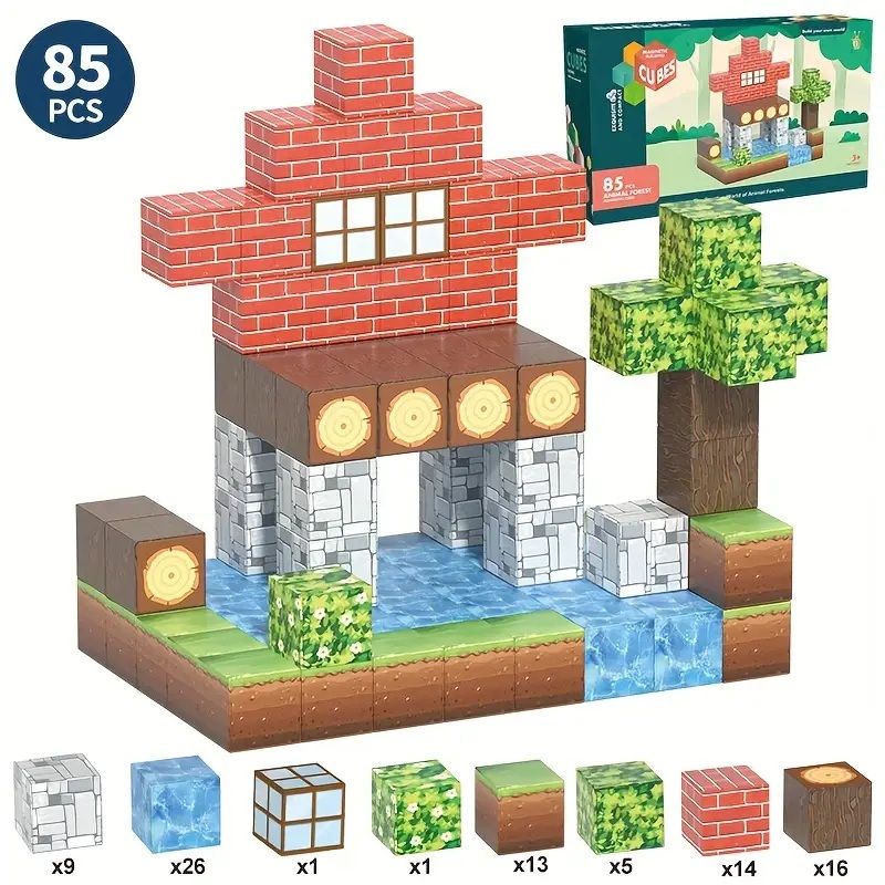 GENERICO - Set 85 Bloques De Construccion Magneticos Minecraft