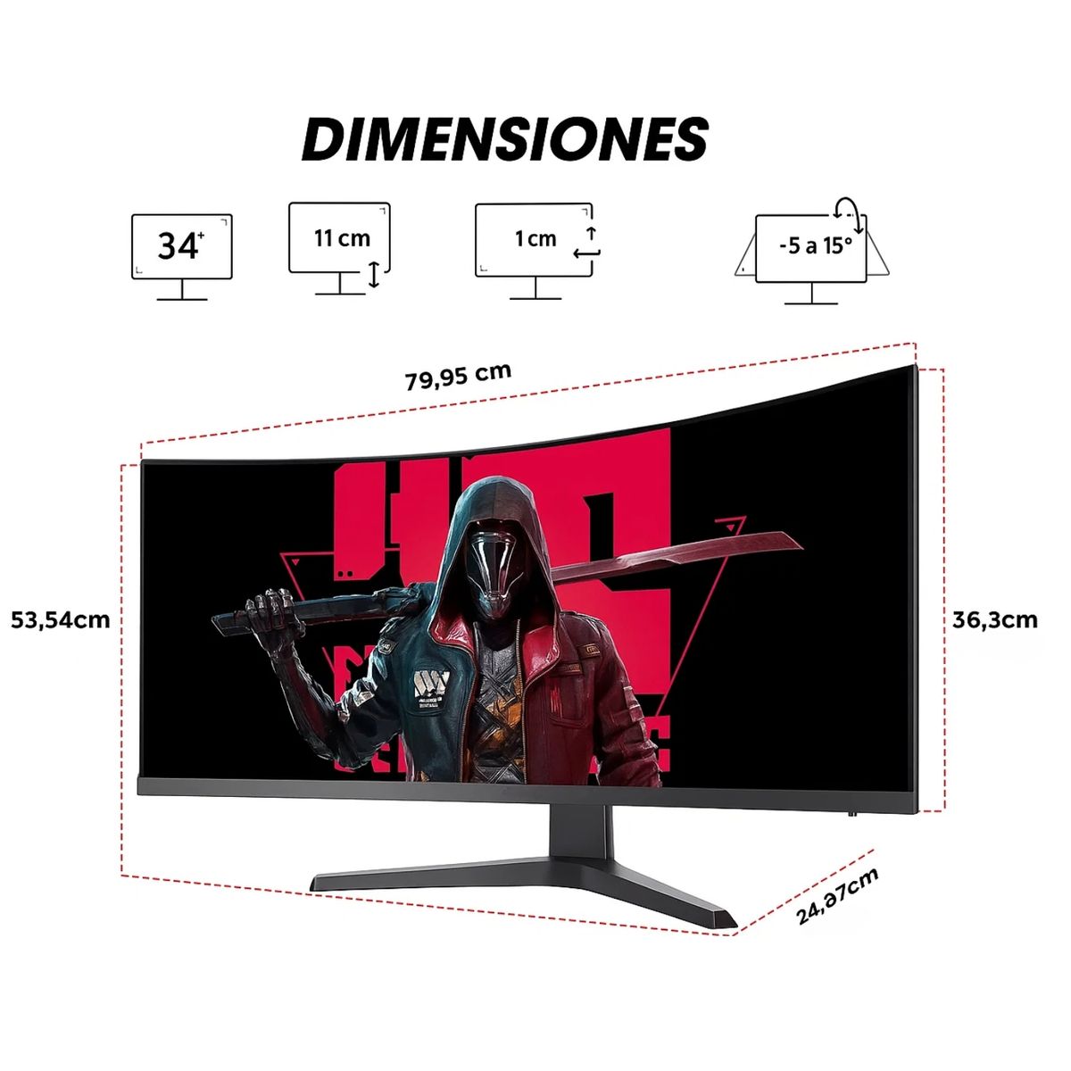 CRUSEC - Monitor Pantalla Gamer Curvo 34 4k 180hz Resolucion WQHD
