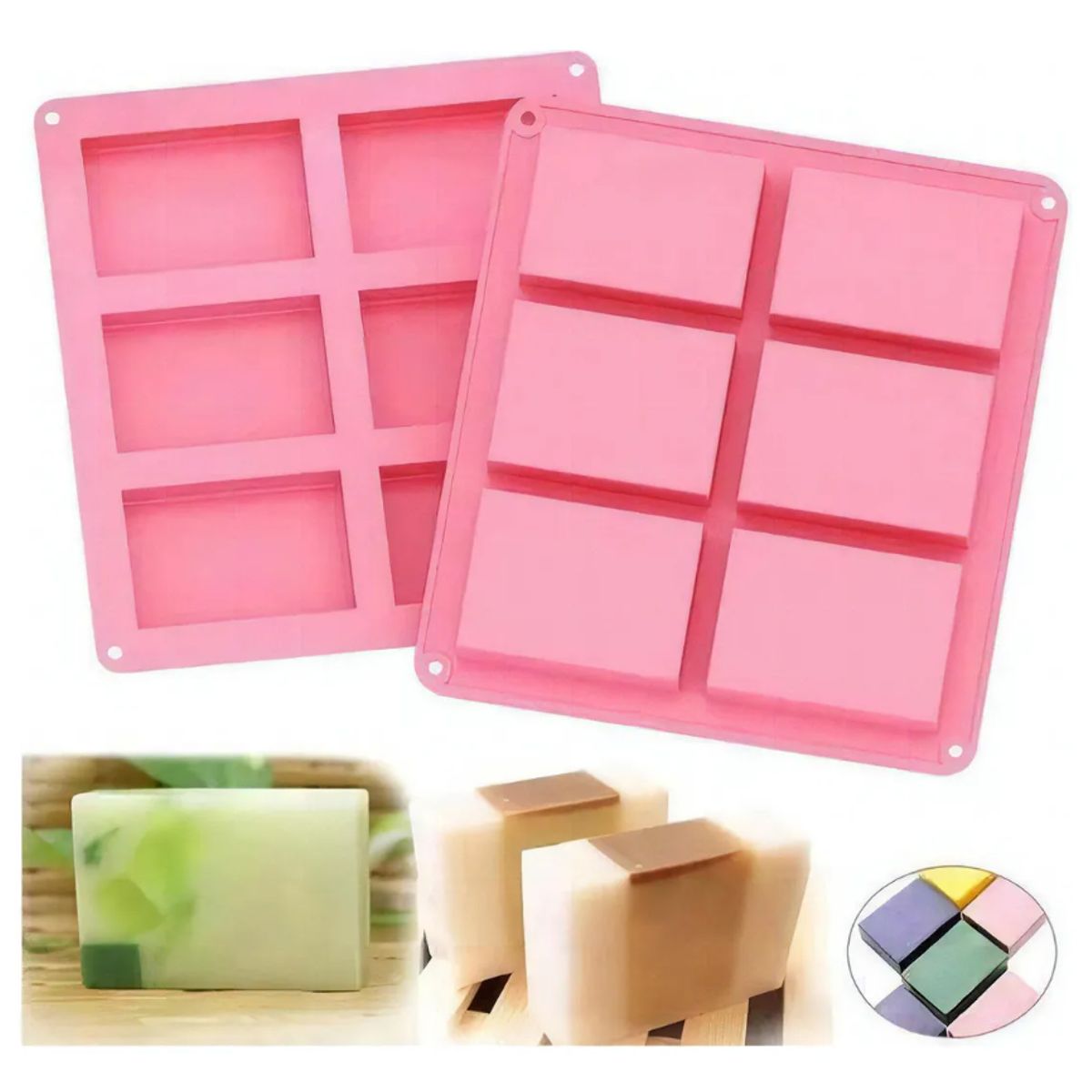 GENERICO - Molde De Silicona Para Jabon Rectangular 6 Divisiones