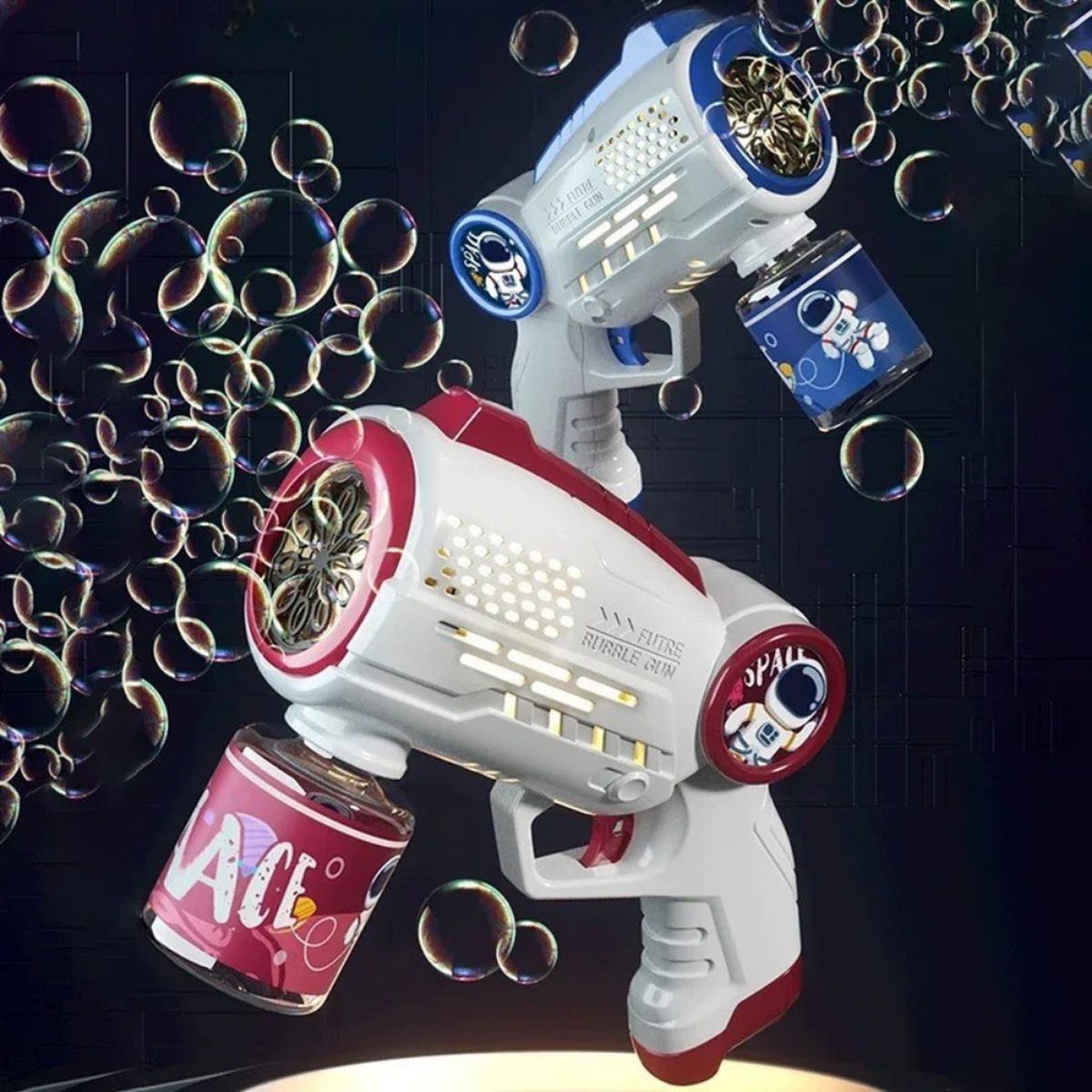FLIPEREX - Pistola de Burbujas Automatica Diseño Astronauta Infantil - Rojo