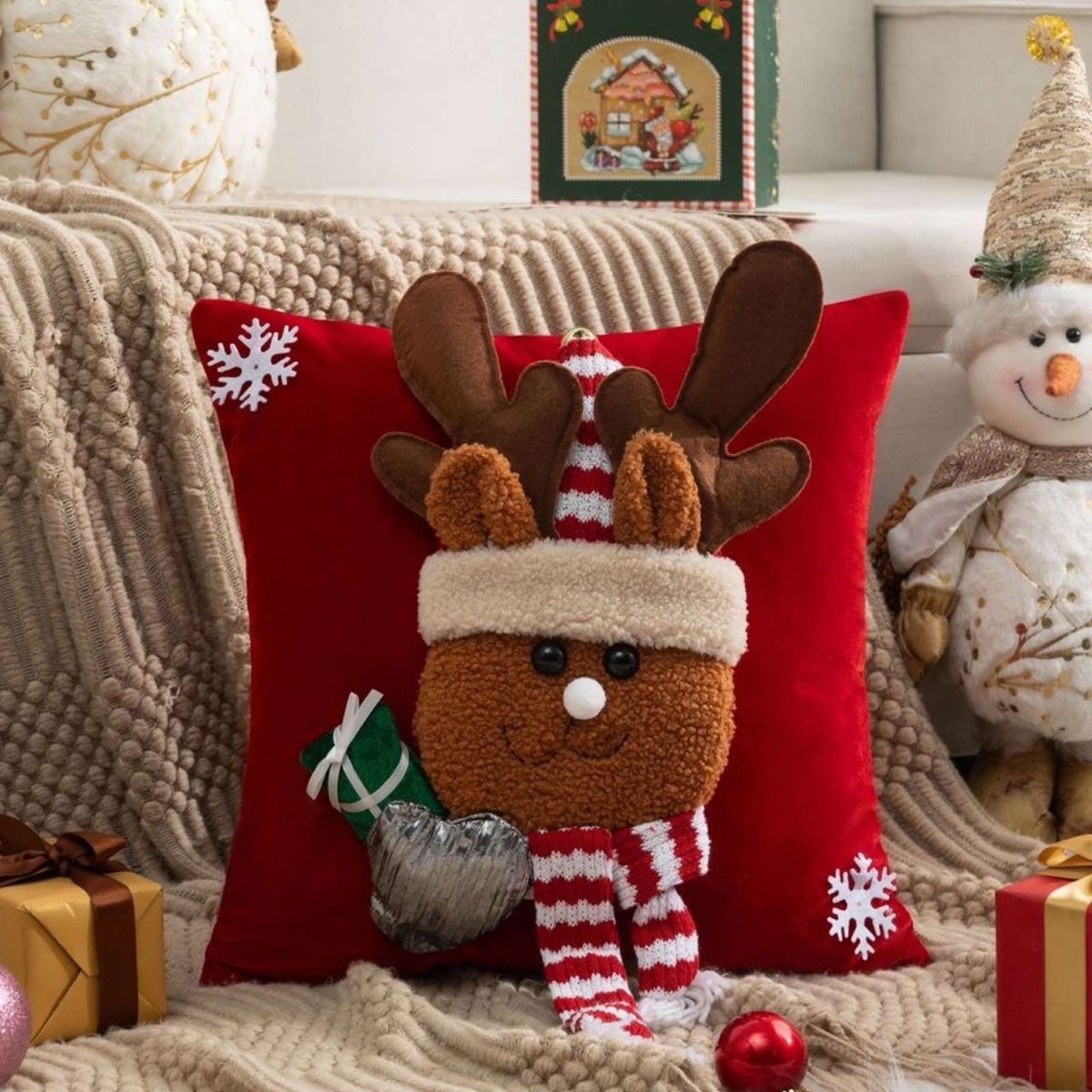 GENERICO - SET DE 2 FUNDAS DE COJIN PARA NAVIDAD 3D