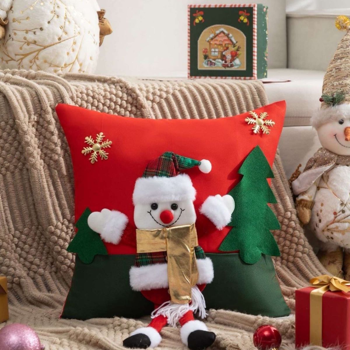 GENERICO - SET DE 2 FUNDAS DE COJIN PARA NAVIDAD 3D