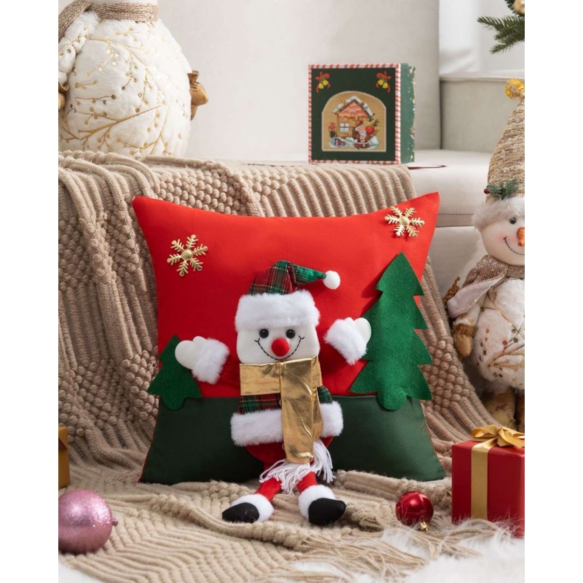 GENERICO - SET DE 2 FUNDAS DE COJIN PARA NAVIDAD 3D