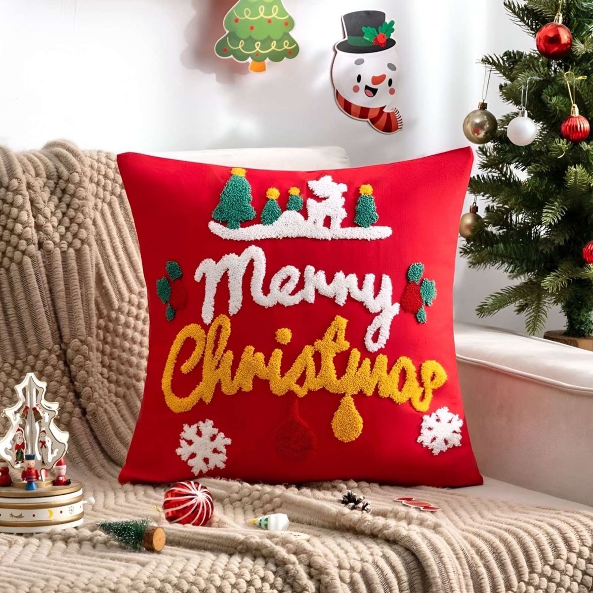 GENERICO - SET DE 2 FUNDAS DE COJIN PARA NAVIDAD