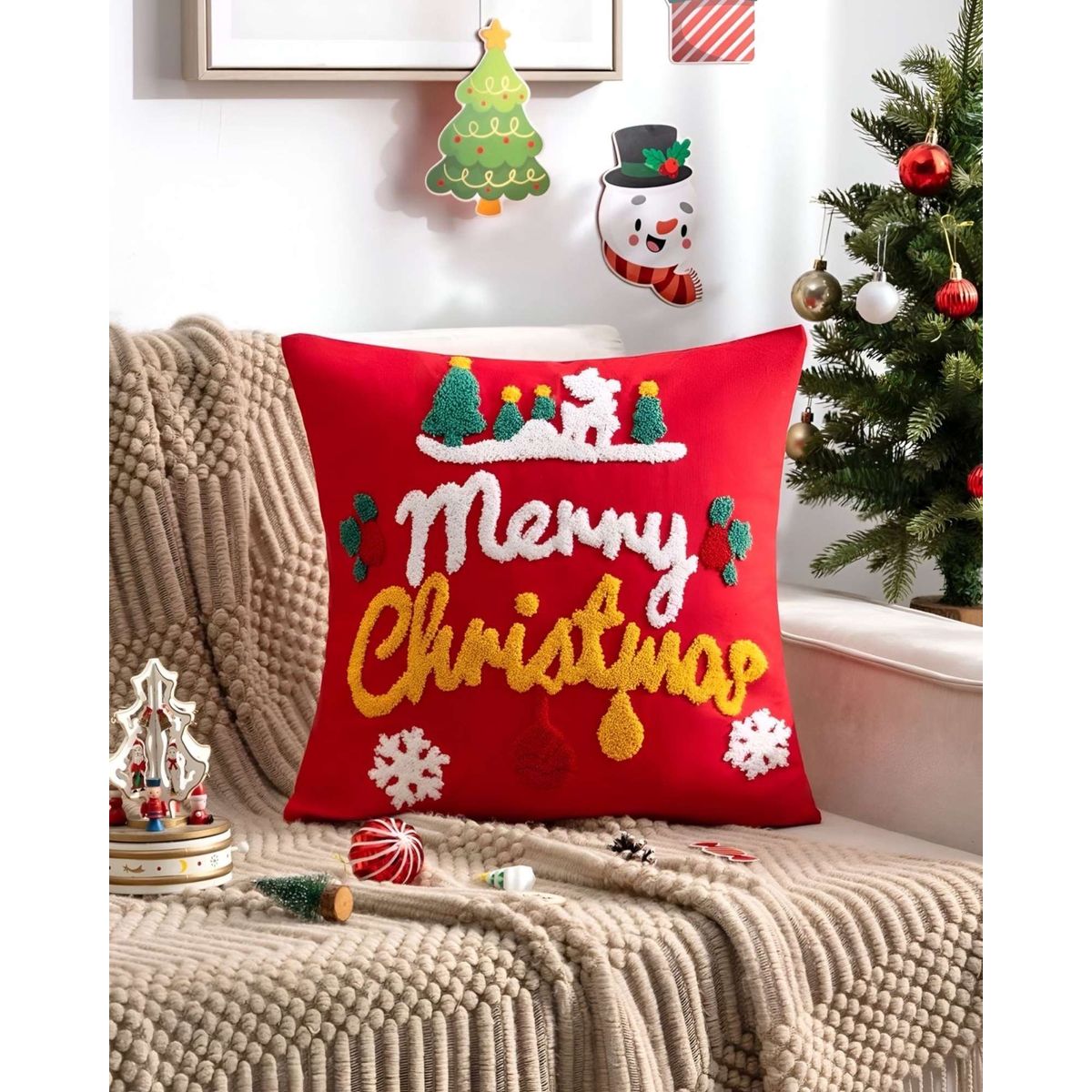 GENERICO - SET DE 2 FUNDAS DE COJIN PARA NAVIDAD