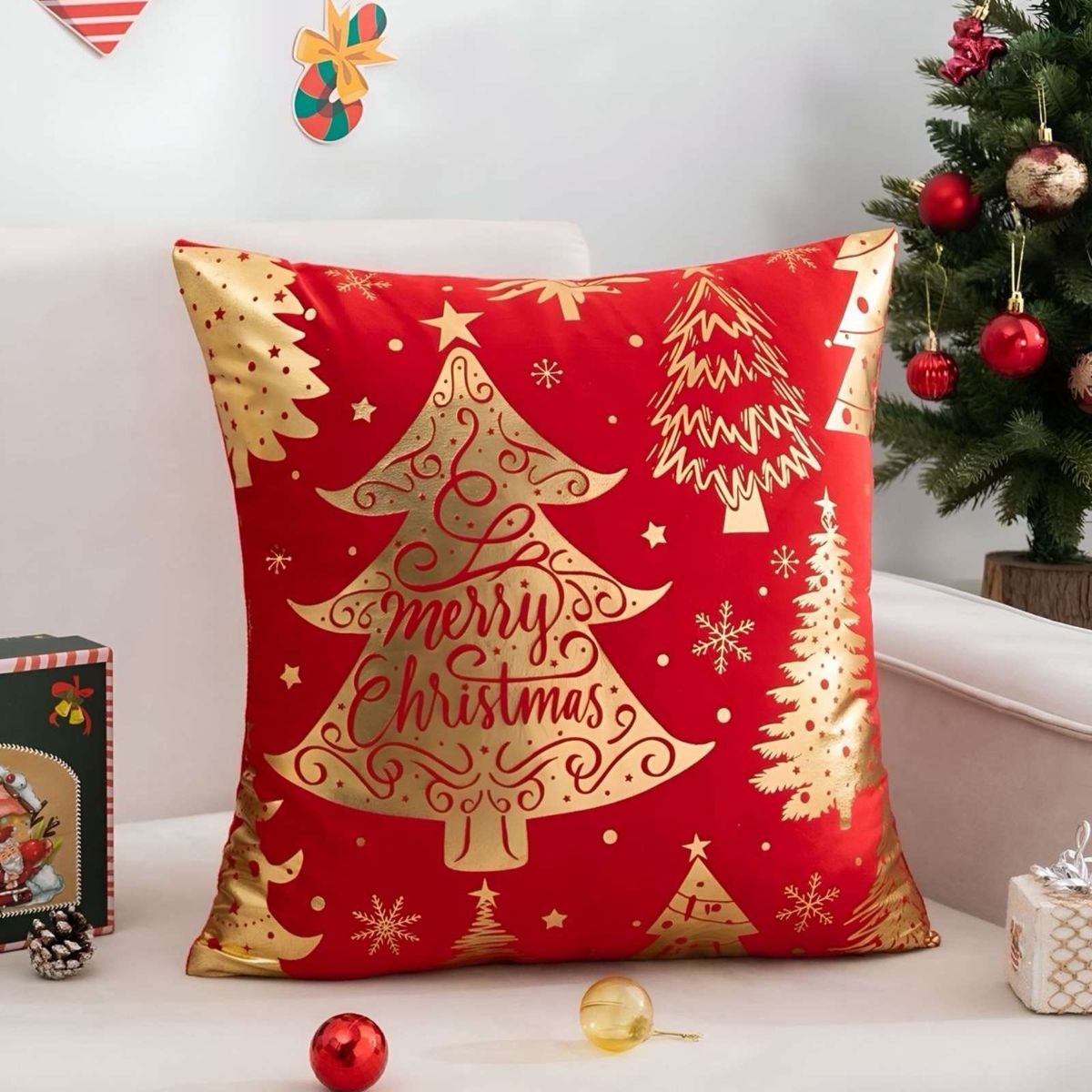 GENERICO - SET DE 2 FUNDAS DE COJIN PARA NAVIDAD