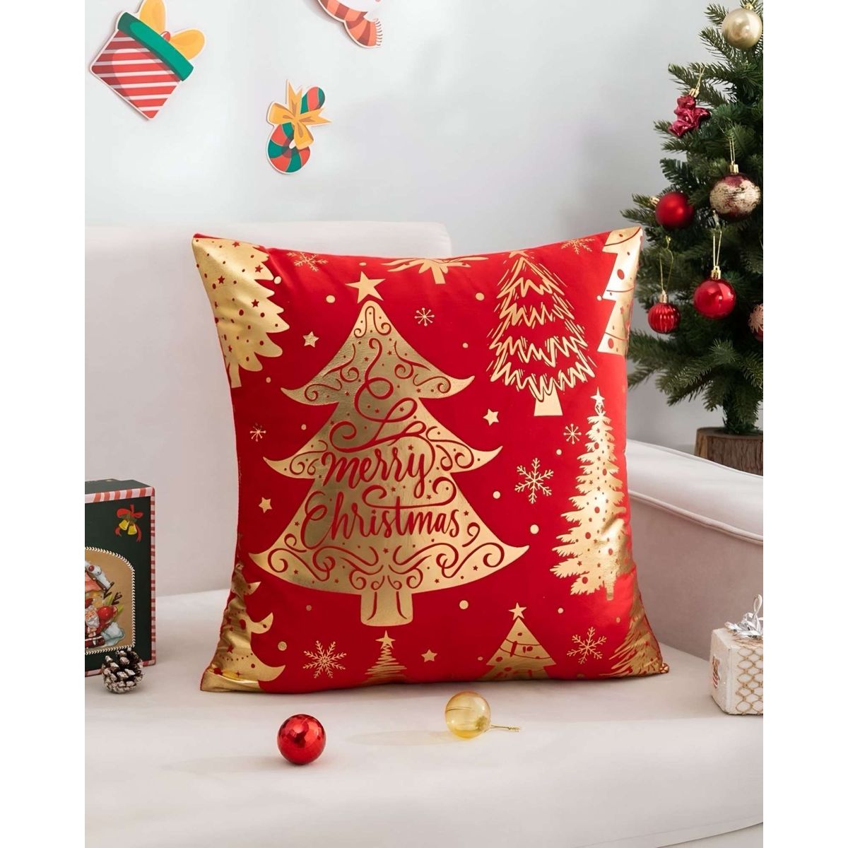 GENERICO - SET DE 2 FUNDAS DE COJIN PARA NAVIDAD