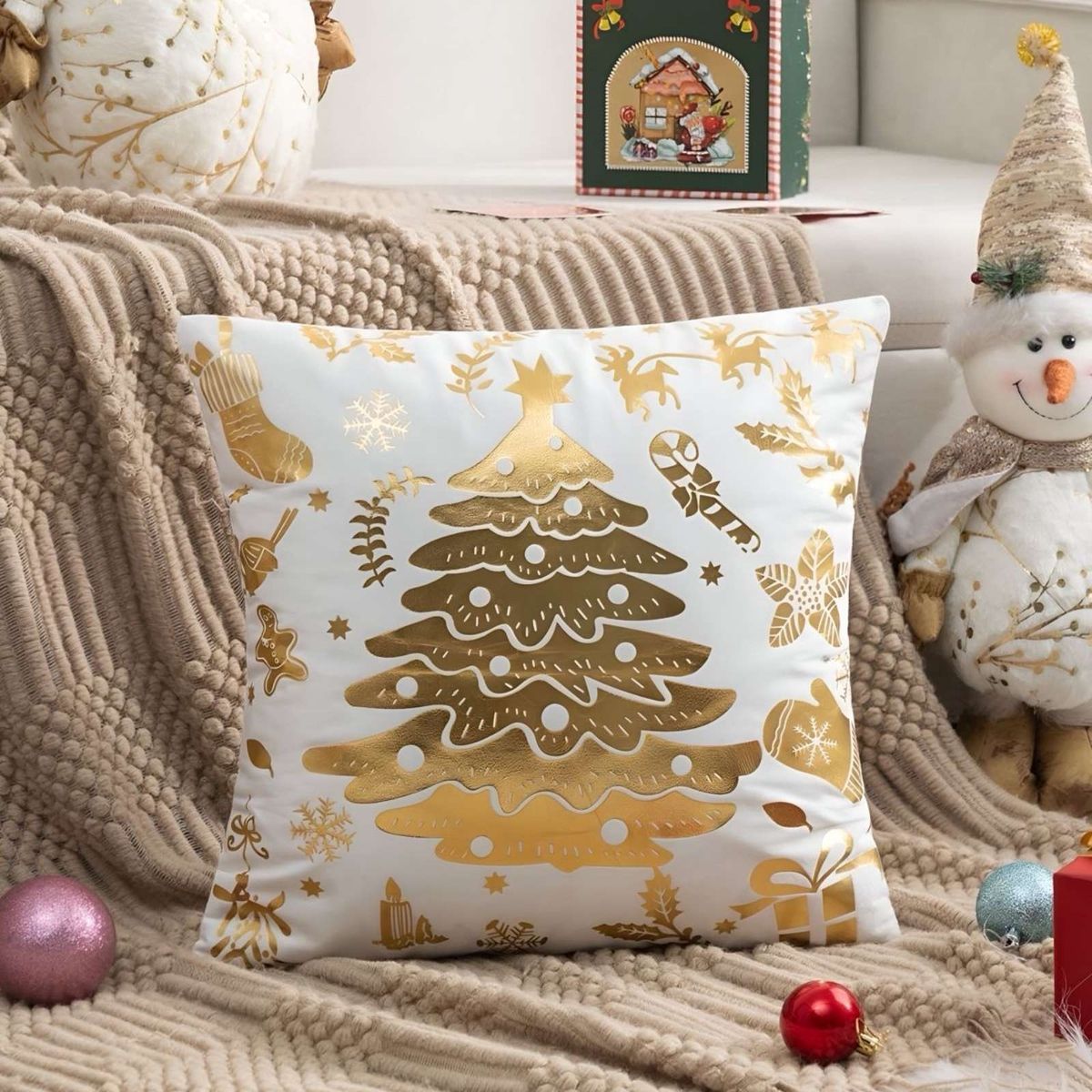 GENERICO - SET DE 2 FUNDAS DE COJIN PARA NAVIDAD