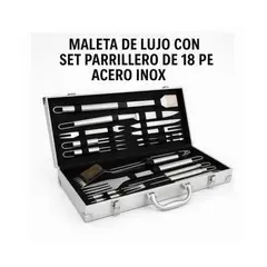 MOVI - Set Parrillero 18 Piezas Acero Inox con Maleta