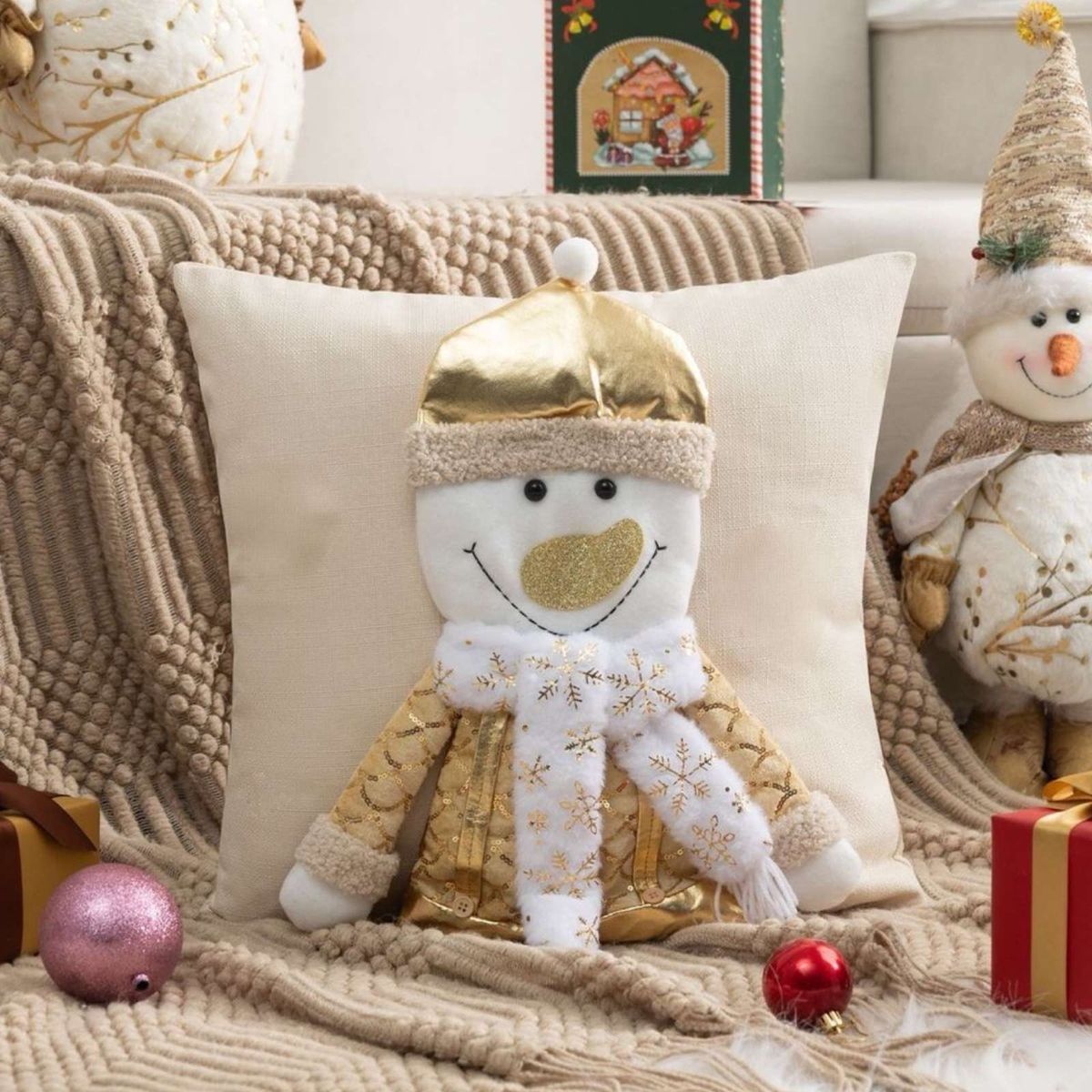 GENERICO - SET DE 2 FUNDAS DE COJIN PARA NAVIDAD 3D