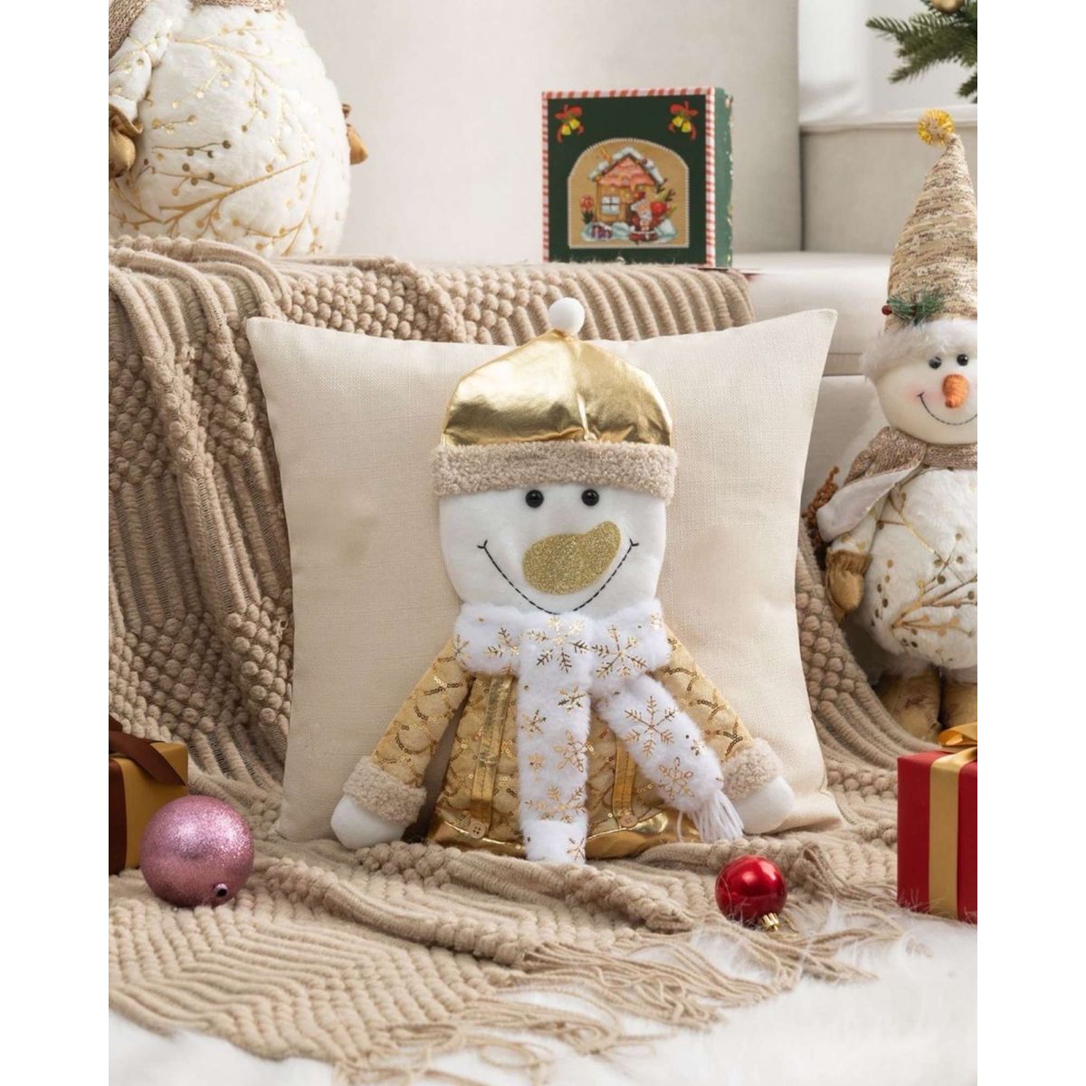 GENERICO - SET DE 2 FUNDAS DE COJIN PARA NAVIDAD 3D