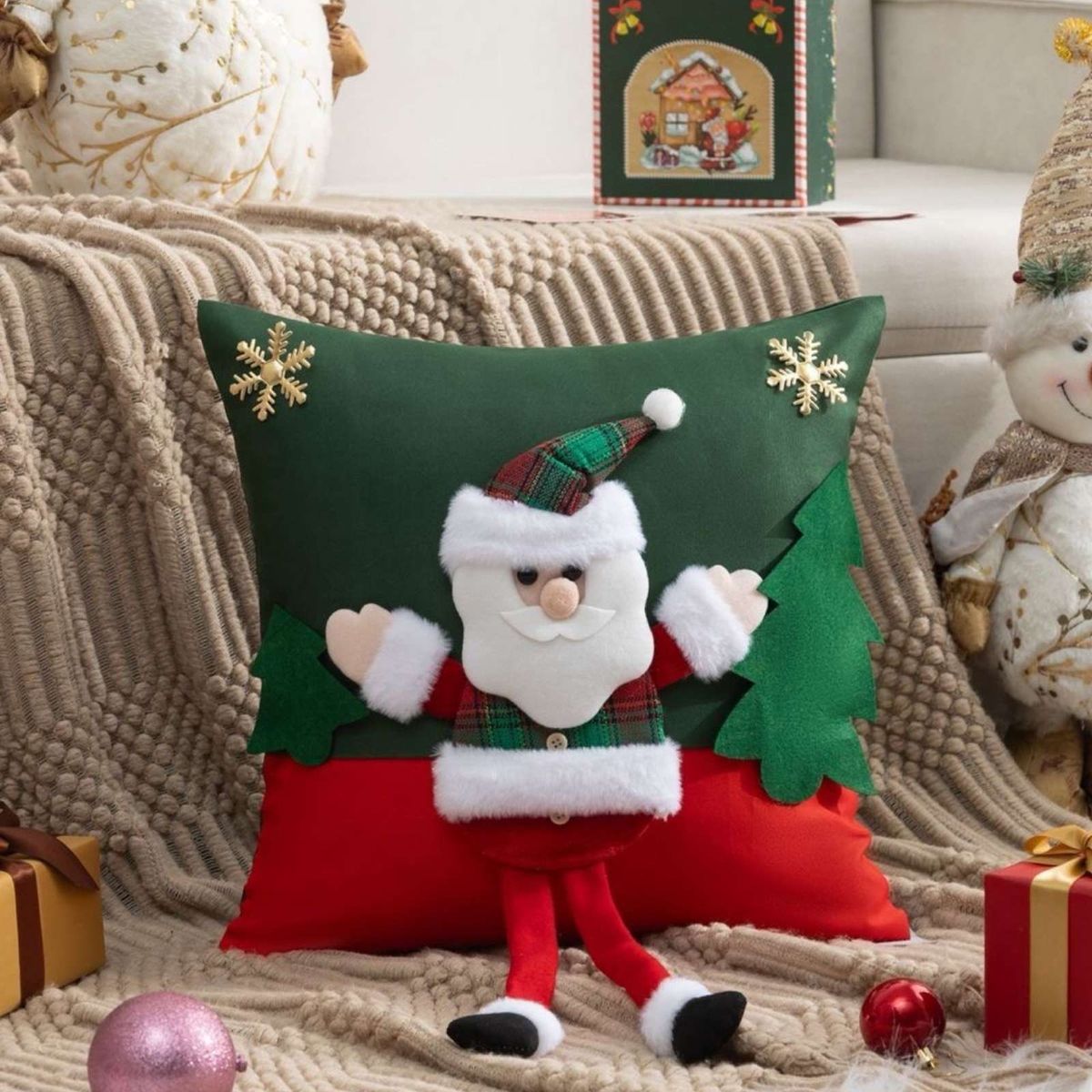 GENERICO - SET DE 2 FUNDAS DE COJIN PARA NAVIDAD 3D