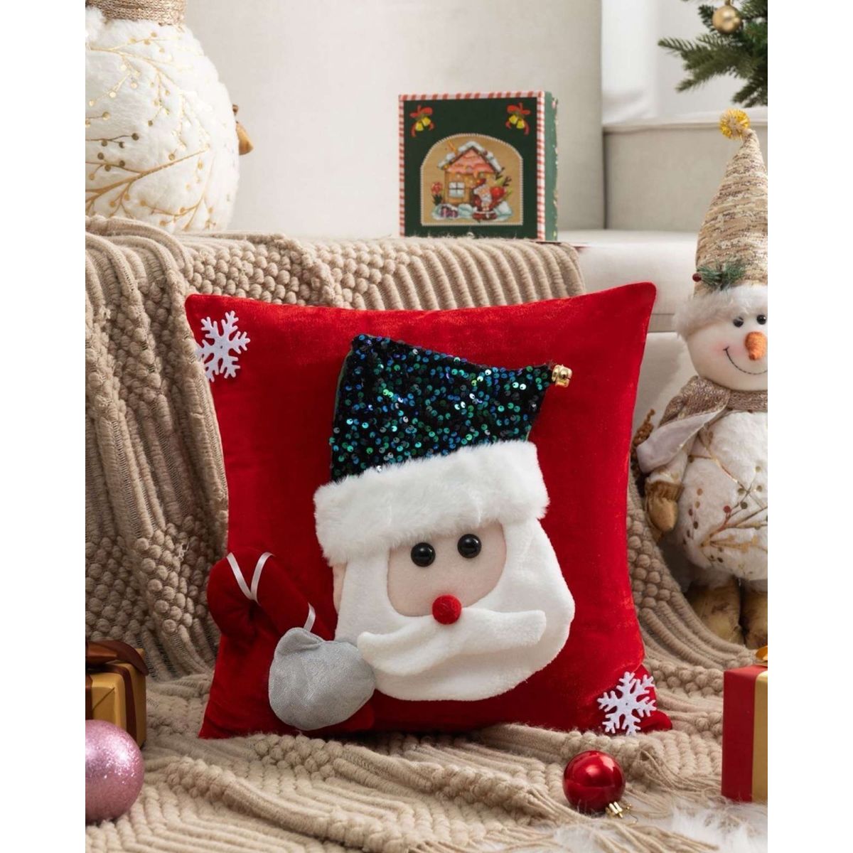 GENERICO - SET DE 2 FUNDAS DE COJIN PARA NAVIDAD 3D
