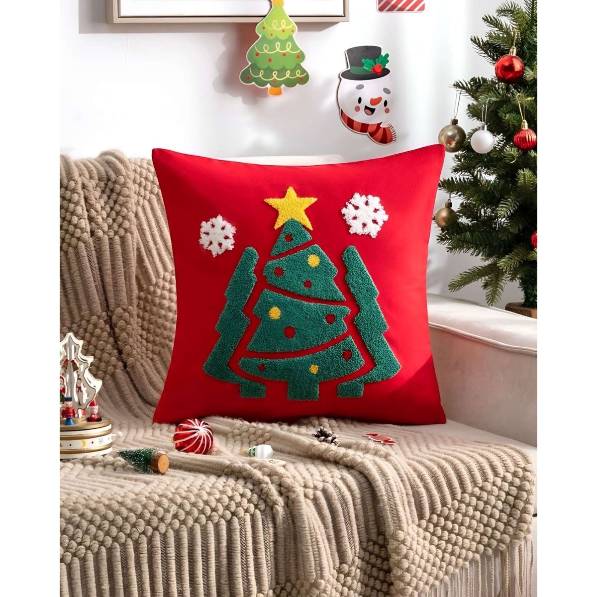 GENERICO - SET DE 2 FUNDAS DE COJIN PARA NAVIDAD