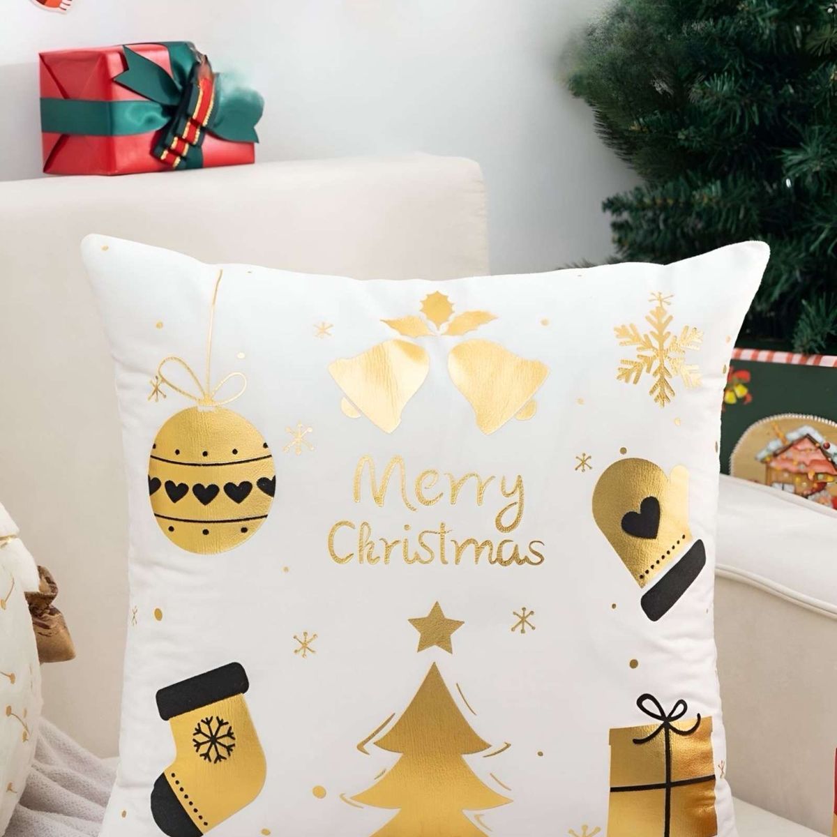 GENERICO - SET DE 2 FUNDAS DE COJIN PARA NAVIDAD