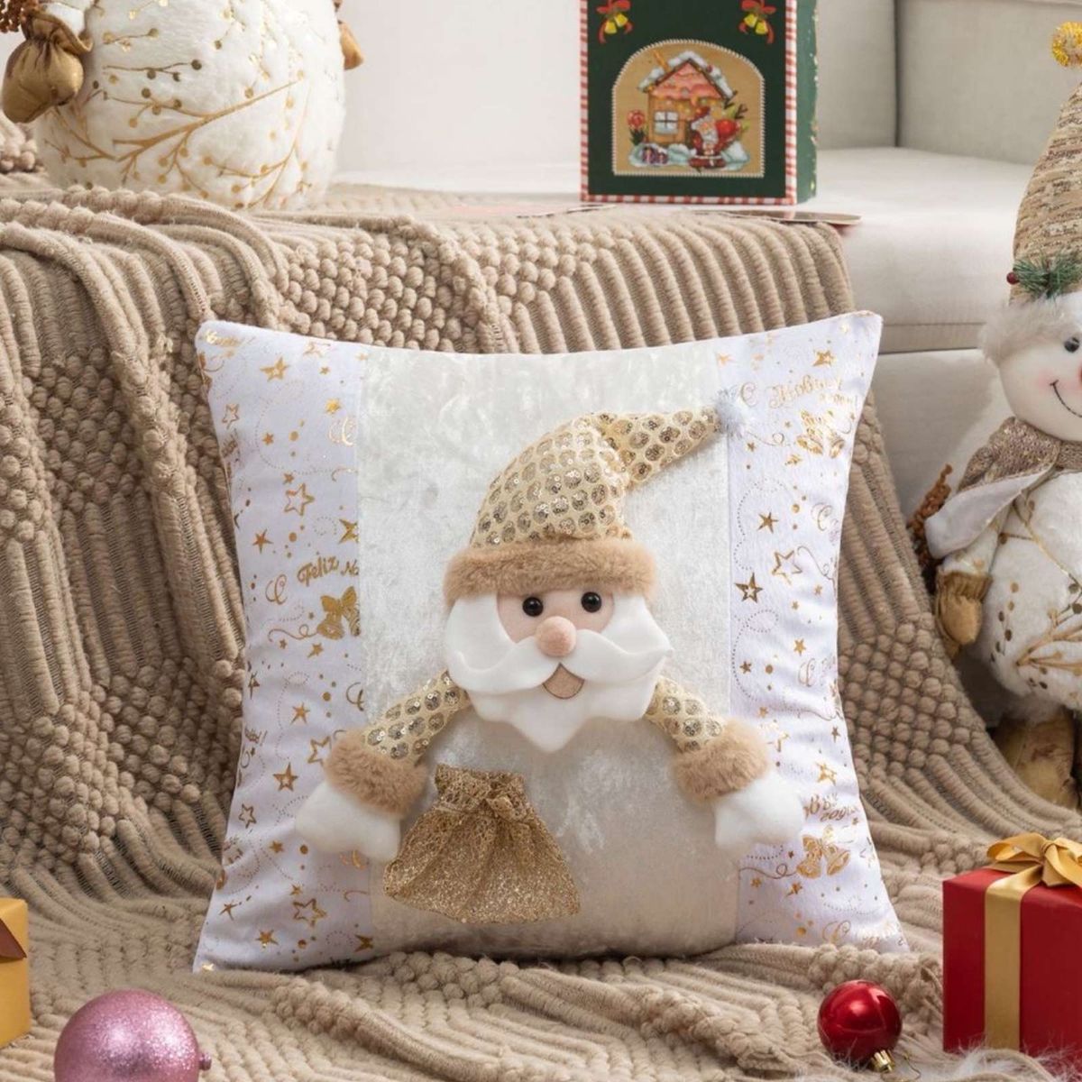 GENERICO - SET DE 2 FUNDAS DE COJIN PARA NAVIDAD 3D…