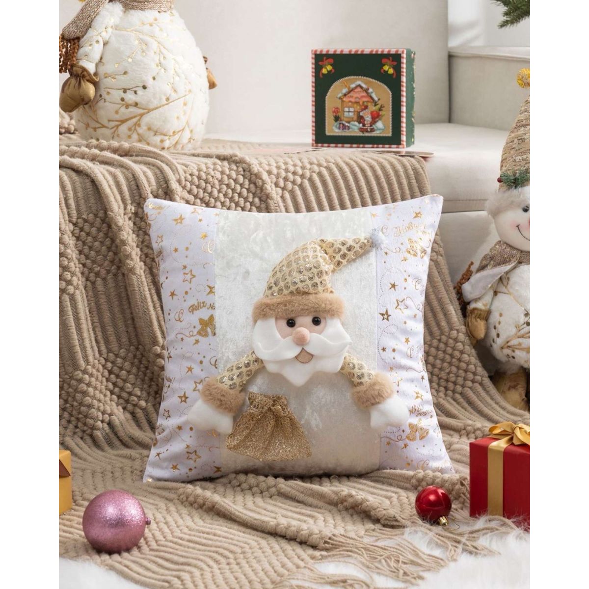 GENERICO - SET DE 2 FUNDAS DE COJIN PARA NAVIDAD 3D…