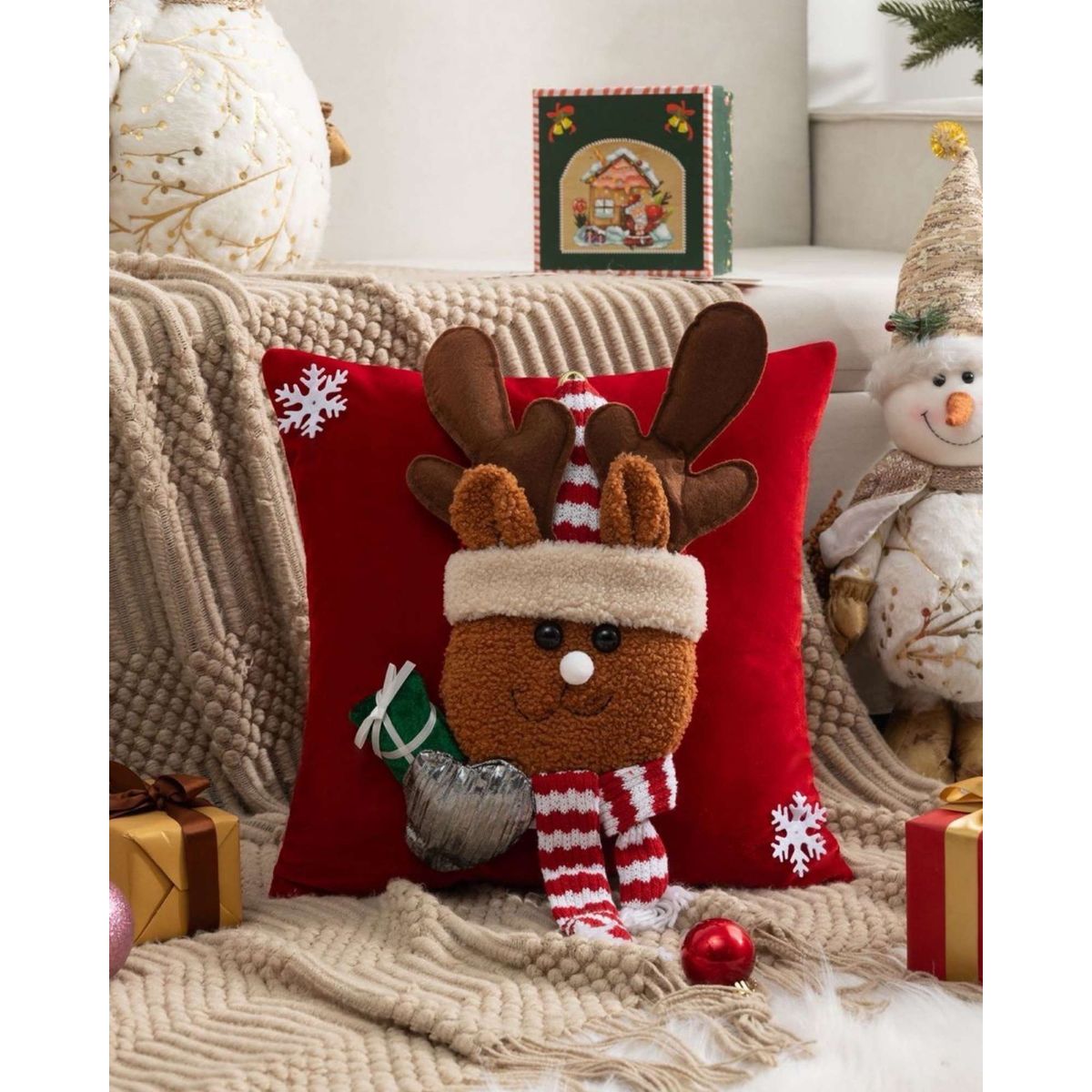 GENERICO - SET DE 2 FUNDAS DE COJIN PARA NAVIDAD 3D…