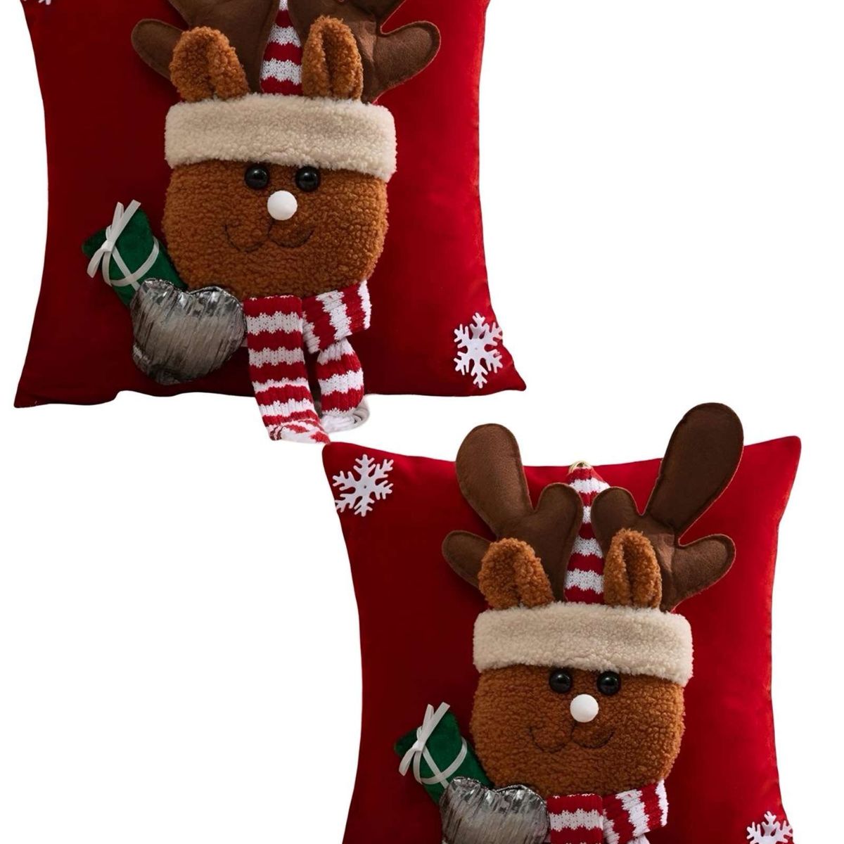 GENERICO - SET DE 2 FUNDAS DE COJIN PARA NAVIDAD 3D…