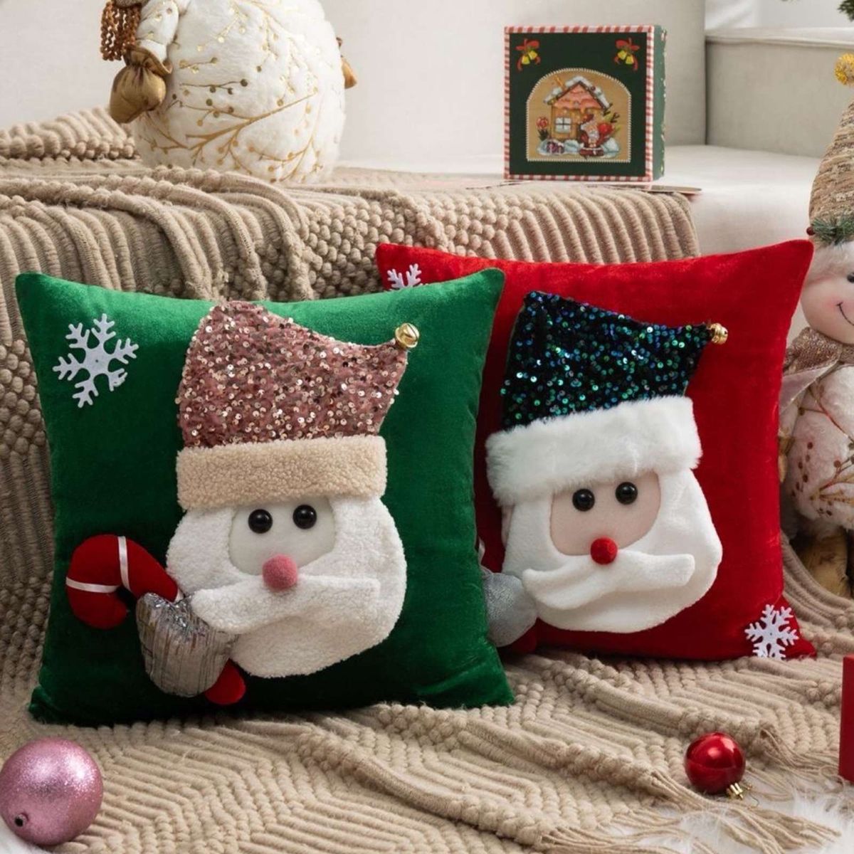 GENERICO - SET DE 2 FUNDAS DE COJIN PARA NAVIDAD 3D…