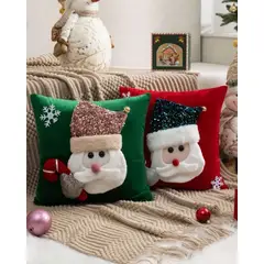 GENERICO - SET DE 2 FUNDAS DE COJIN PARA NAVIDAD 3D…