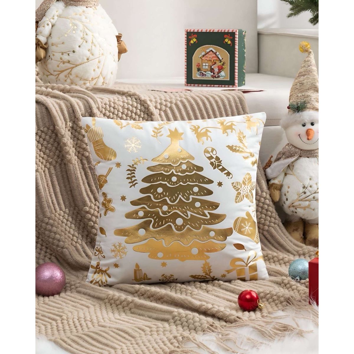 GENERICO - SET DE 2 FUNDAS DE COJIN PARA NAVIDAD…