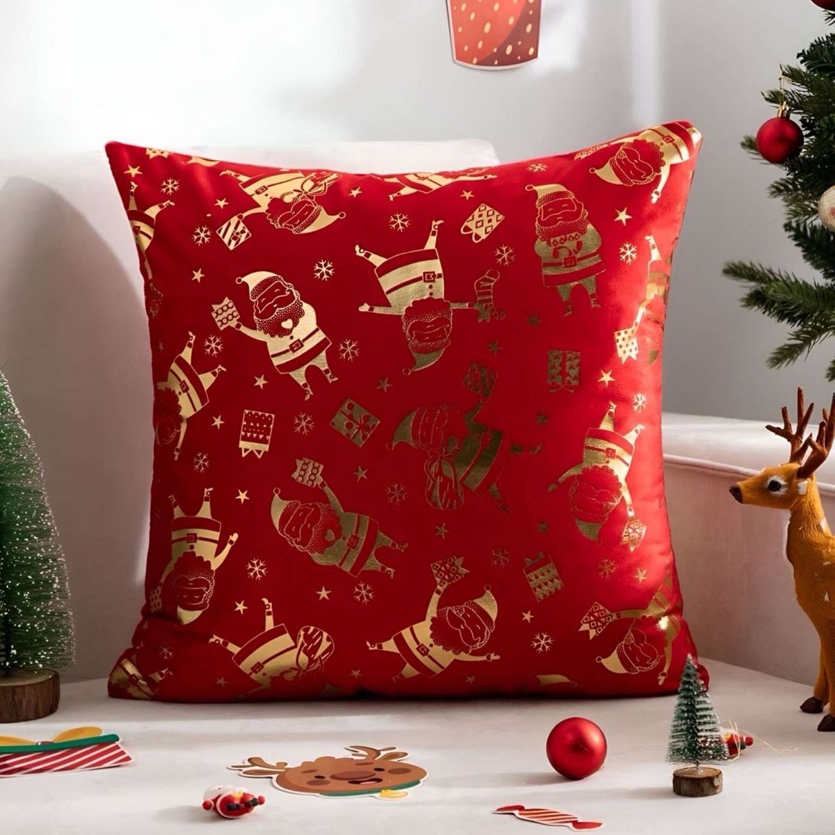 GENERICO - SET DE 2 FUNDAS DE COJIN PARA NAVIDAD…