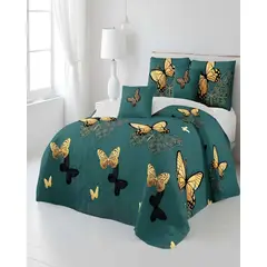 GENERICO - QUILT DE VERANO KING DISEÑO MARIPOSA VERDE