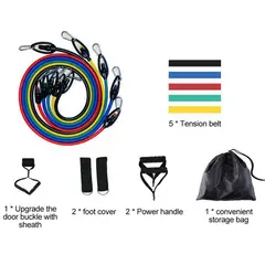 MOVI - SET BANDAS ELÁSTICAS RESISTENCIA 5 NIVELES CON ACCESORIOS FITNESS