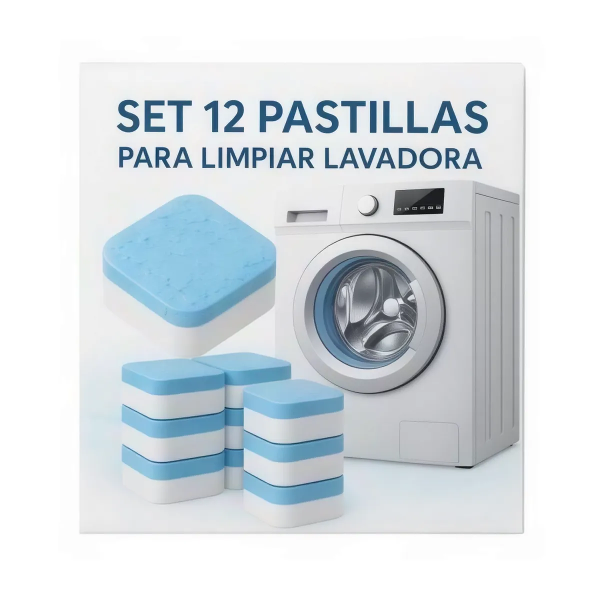 MOVI - Set 12 Pastillas Limpiadoras para Lavadora Elimina Suciedad