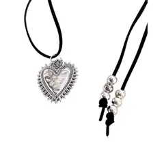 GENERICO - Collar gamuza negro y dije corazón