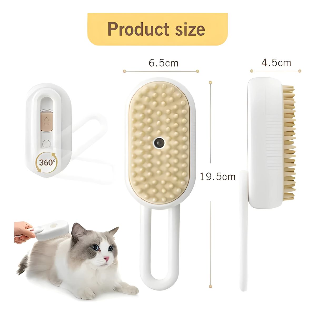 GENERICO - Cepillo Vaporizador Para Mascotas Con Mango Recargable
