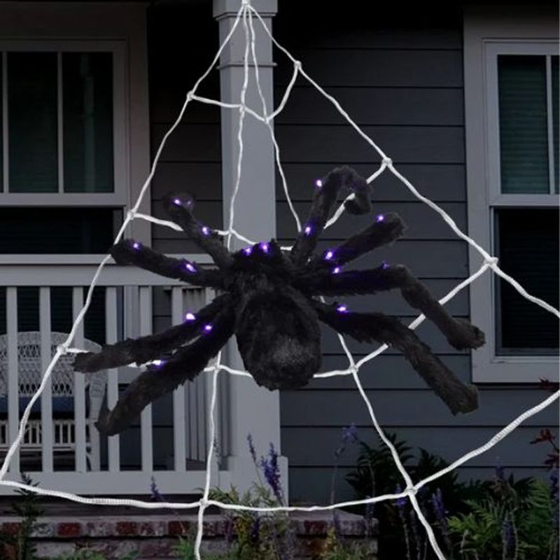 GENERICO - Tela Araña Gigante Con Araña Led 200 Cm Halloween
