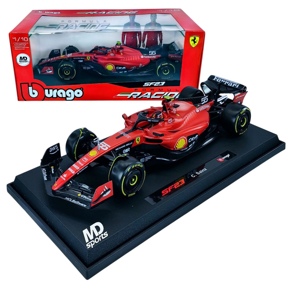 BBURAGO - Auto Formula 1 Ferrari Sf-23 2023 #55 Carlos Sainz Esc 1:18